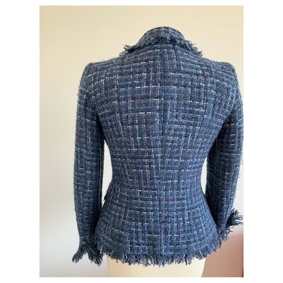 Luisa Spagnoli Blue Tweed Blazer Structured Suit Jacket - Picture 3 of 7